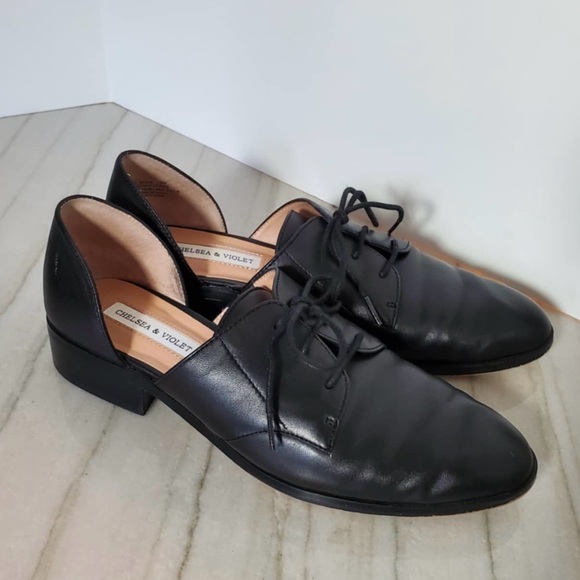 Chelsea & Violet Tayla Leather d’Orsay Oxfords Black 8 Academia Preppy - Picture 5 of 13
